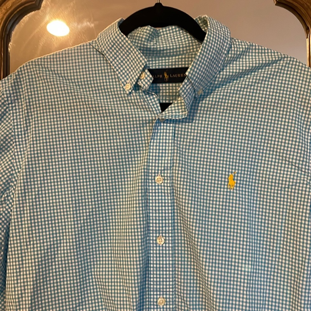 Men’s Ralph Lauren Dress Shirt. Blue gingham.